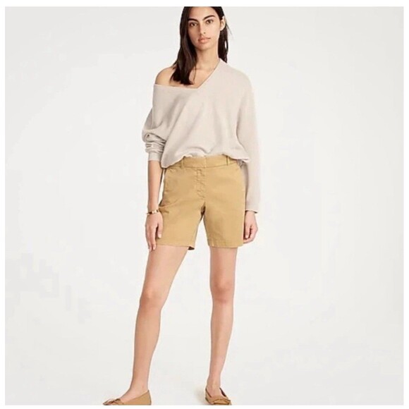 J.CREW 7" Stretch Chino Short Size 14 Khaki NEW Preppy Casual Classic H5809 - Picture 1 of 11